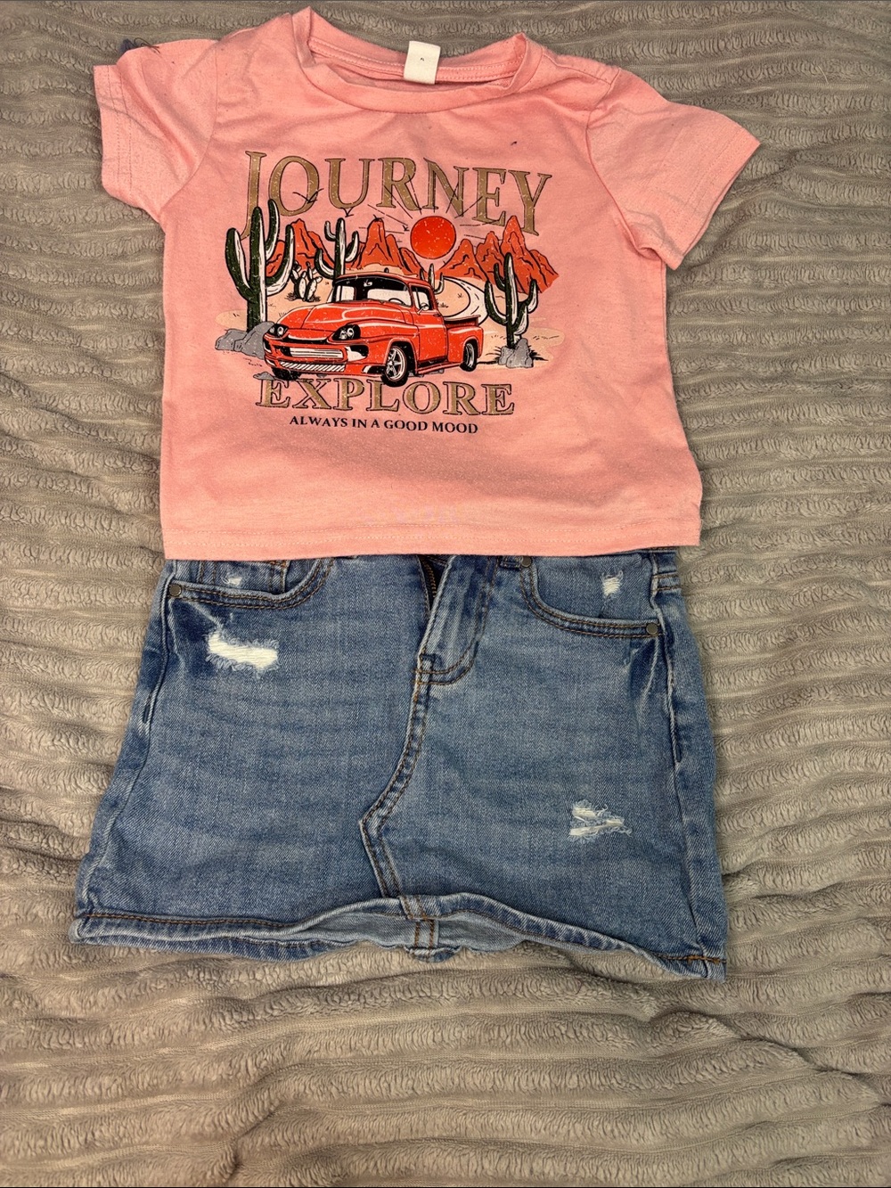Pink Graphic Tee and Skirt